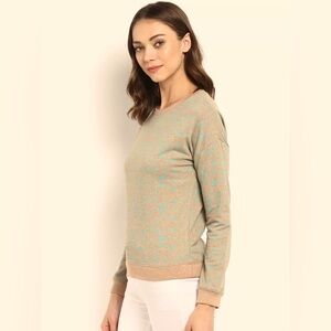 NWT Chumbak Forest Friends Sweatshirt in Beige and Turquoise